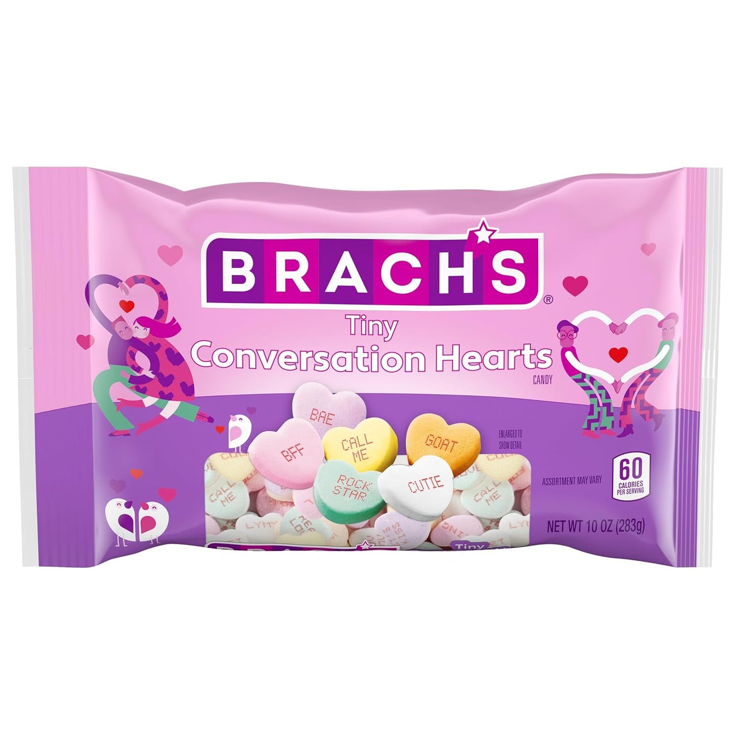 heart-shaped crunchy candy pieces in tiny, share-friendly size