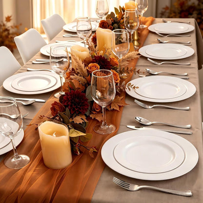 KELLYDEALS Simple Two-Size Plastic Plate Set for Home Dinners, 60 Pieces for 30 Guests