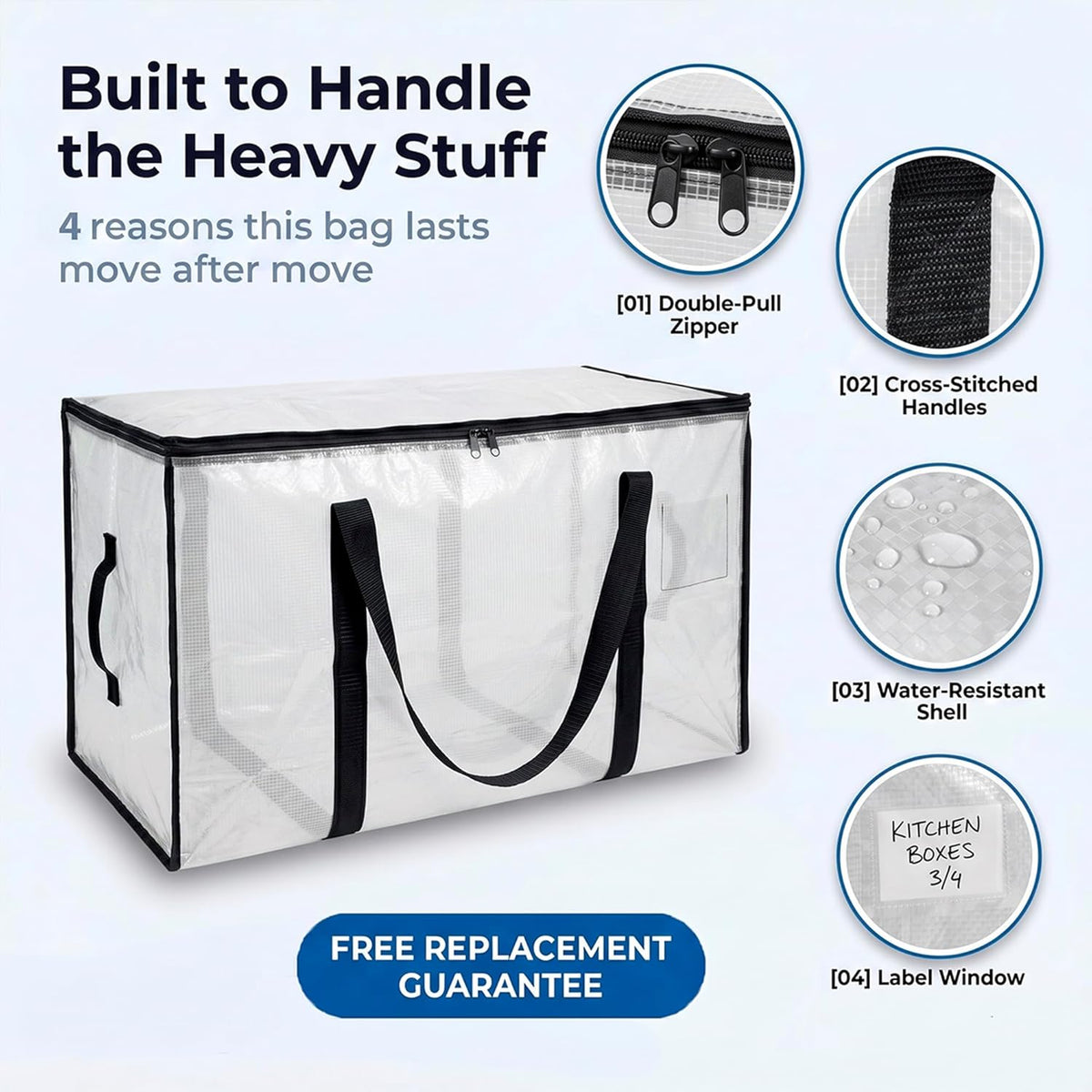 heavy-duty zipper closure running along the top