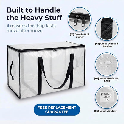 heavy-duty zipper closure running along the top