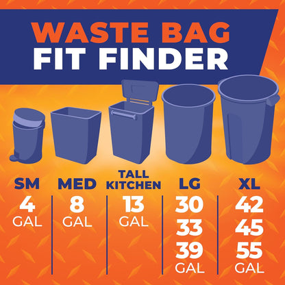 Hefty Steelsak Heavy Duty Waste Bags – Durable Protection Against Blowouts and Tears, 39 Gallon Gray