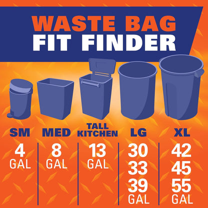 Hefty Strong 13 Gallon Heavy Duty Trash Bags – Tear Proof Bags for Households with Curious Kids, Drawstring 120 Ct