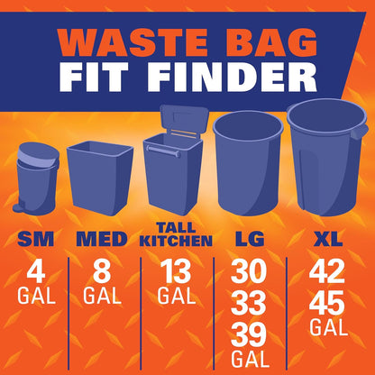 Hefty Strong Extra Large Bags – Rugged Outdoor Waste Sacks for Leaves, Branches, and Yard Cleanup, 33 Gallon