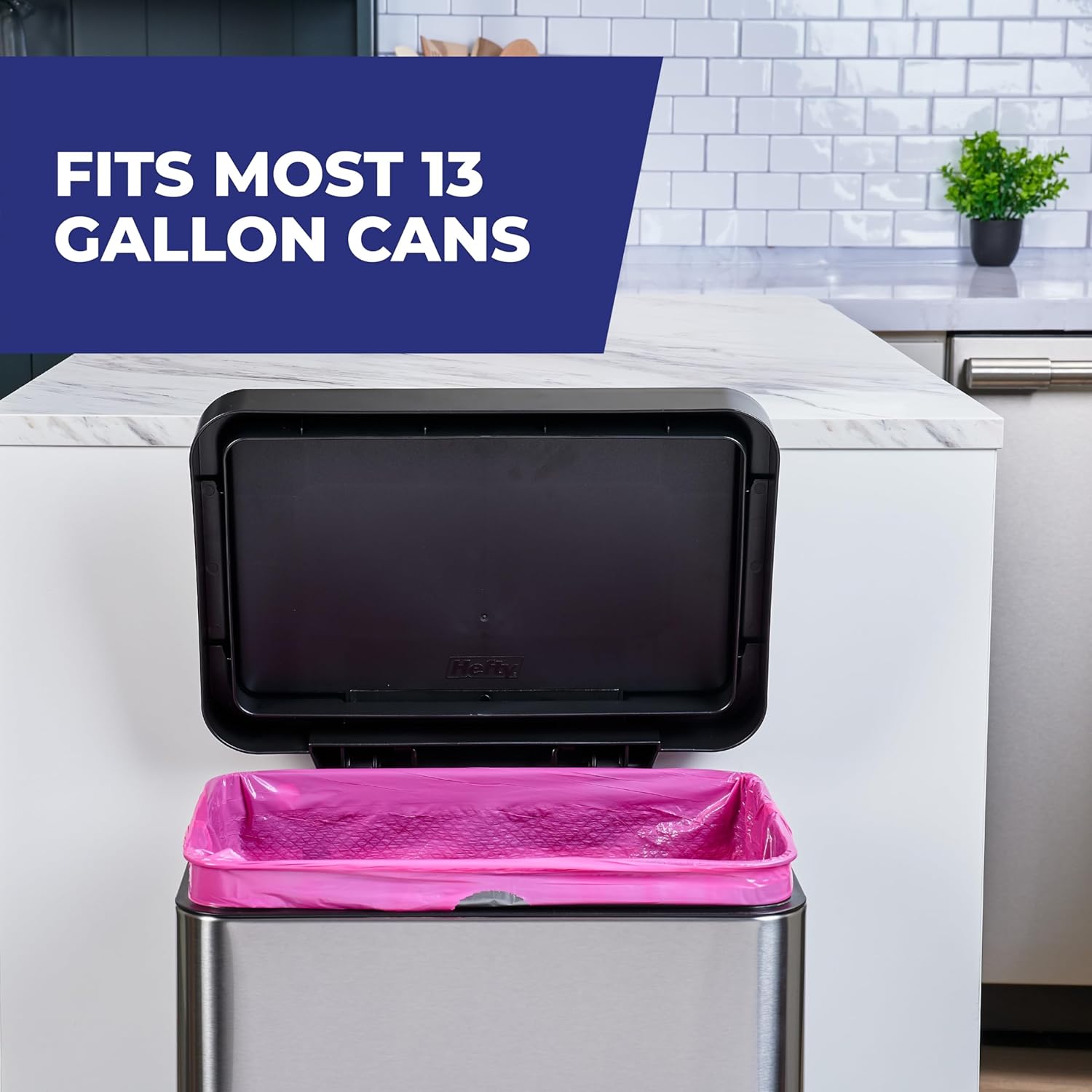 Hefty Ultra Strong 13 Gallon Trash Bags – Coordinated Kitchen Style With Vibrant Pink and Watermelon Scent, 110 Bags