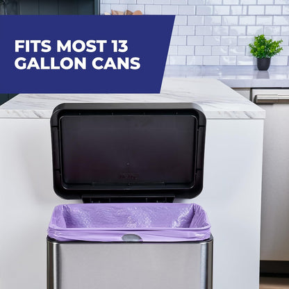 Hefty Ultra Strong Fabuloso Scented 13 Gallon Trash Bags, Reinforced Purple Plastic – Heavy-Duty Outdoor Bin Protection for Suburban Homes, 110 Count