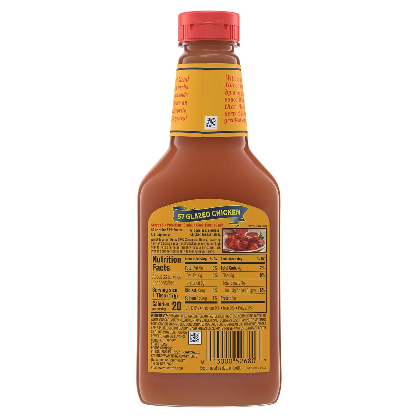 Heinz 57 Sauce for Backyard BBQ and Grill Nights, 20 oz Bottle for Burgers, Steaks, and Ribs