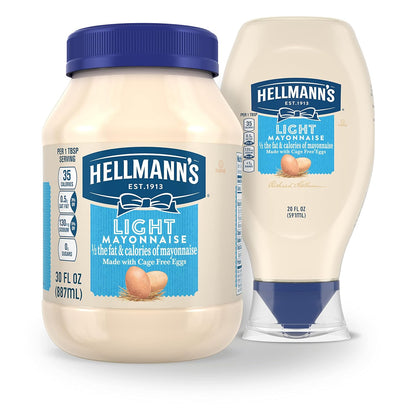 Hellmann's Light Mayonnaise – Smart Pantry Staple for Calorie-Conscious Home Cooks, Creamy Sandwich Spread