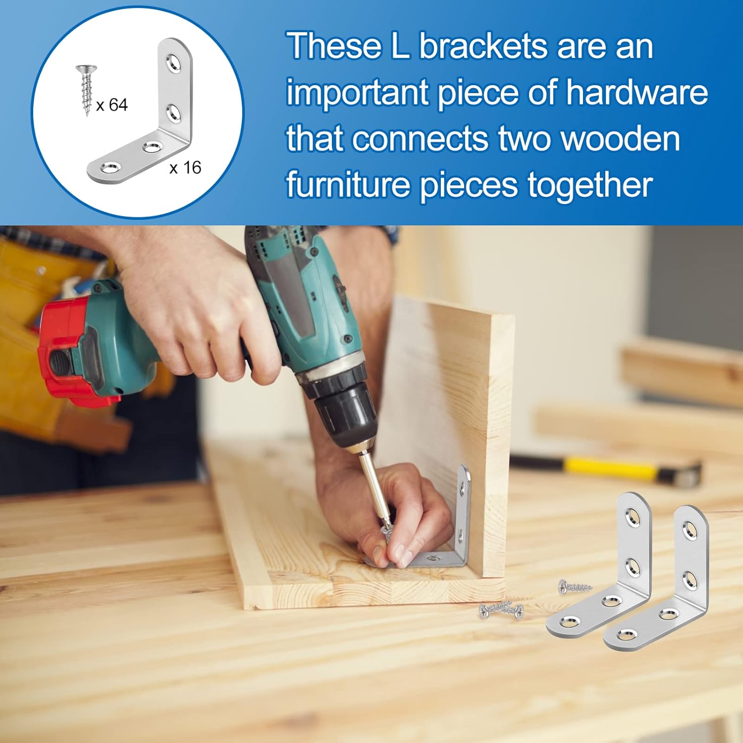 HENSUN Stainless Steel L Brackets – Injury-Free DIY Furniture Repair, Snag-Free Brackets for Cabinets Near Kids