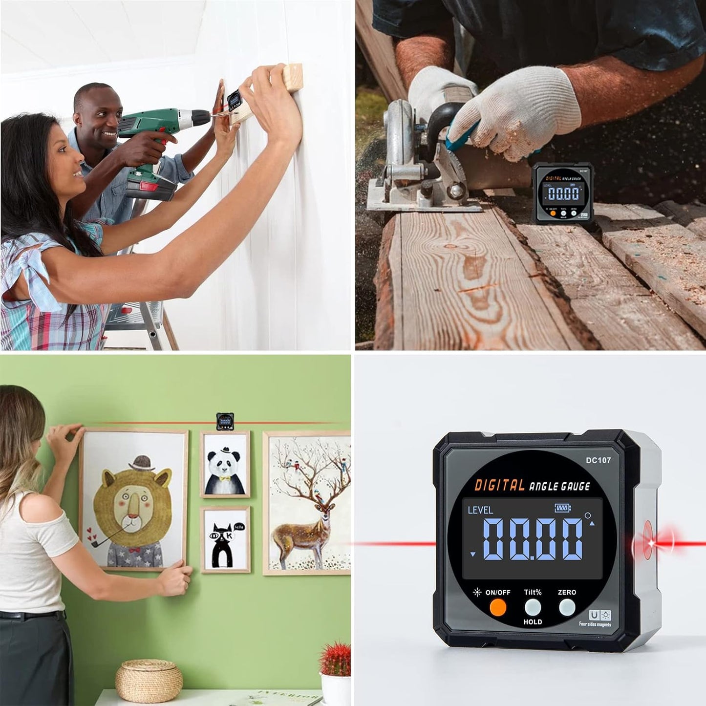 HERRMILL Digital Angle Finder with Laser - Thoughtful Birthday Gift for Dad Who Woodworks, Magnetic Miter Gauge for Table Saw