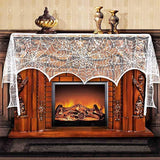 AerWo Seamless Lace Mantle Cover – Premium Gift for Halloween Enthusiasts, Elegant Black Fireplace Accent, 96 Inch