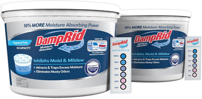 hi-capacity 2 lb. 15.5 oz. bucket for extended moisture absorption in large spaces