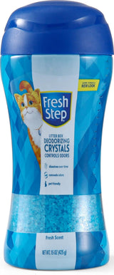 Fresh Step Cat Litter Crystals Deodorizer, Fresh Scent, 15 Oz – Stylish Litter Box Nook Solution for Bedroom-Adjacent Corners