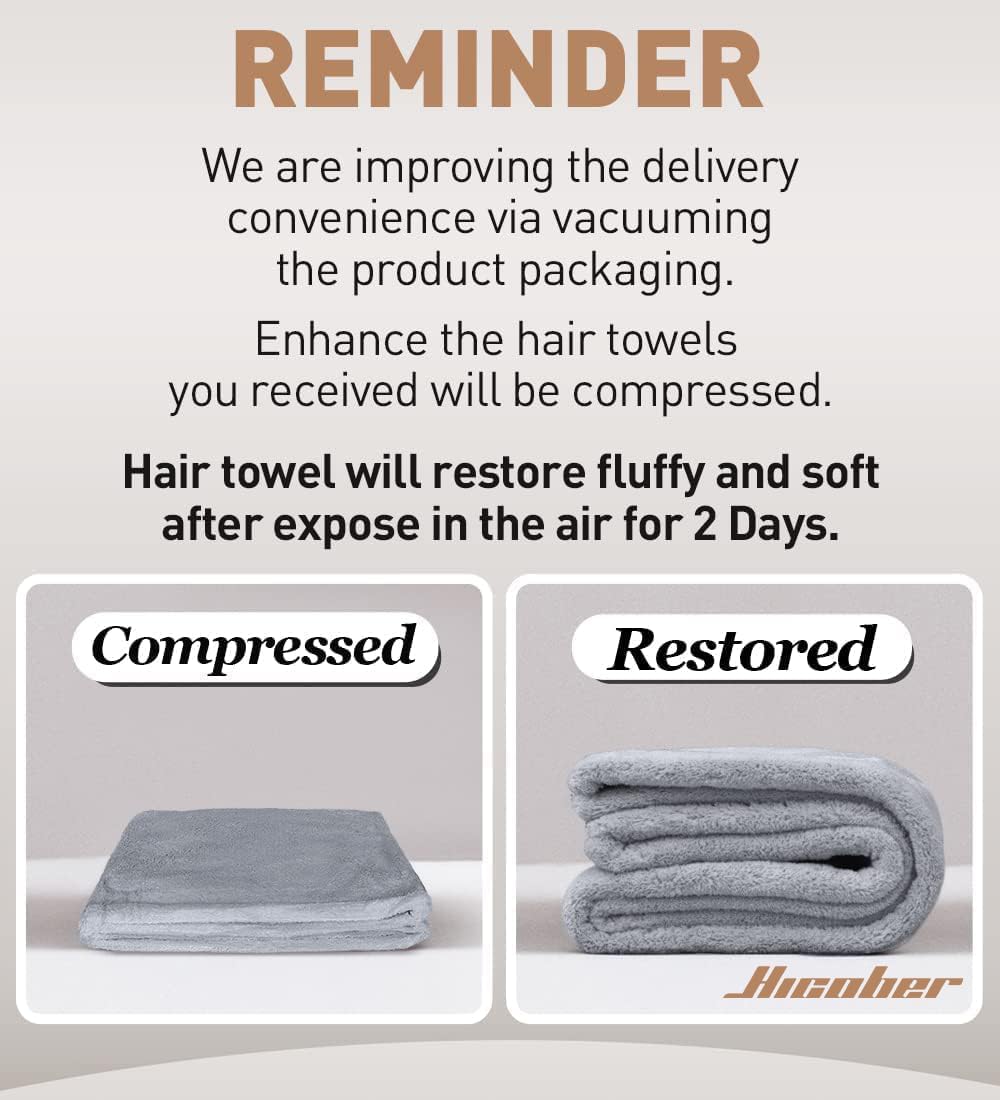 Hicober Microfiber Hair Towel Wrap – Simple Hair Drying Wrap in Muted Color Set, 3-Pack