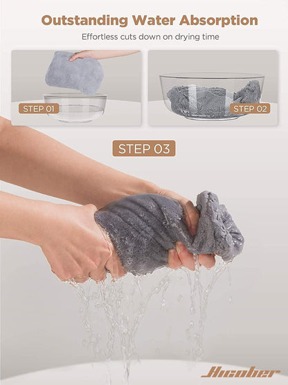 Hicober Microfiber Hair Towel Wrap – Simple Hair Drying Wrap in Muted Color Set, 3-Pack