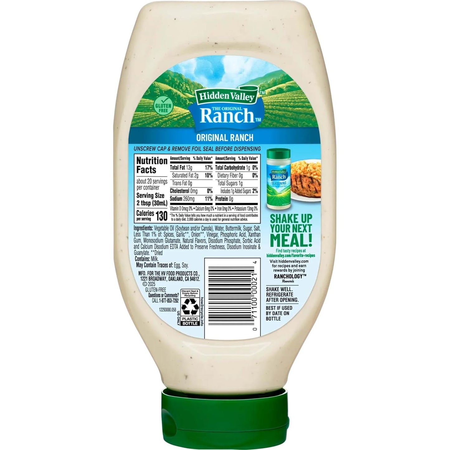 Hidden Valley Easy Squeeze Ranch – Low Carb Topping for Mindful Weeknight Dinners, 20 Ounce