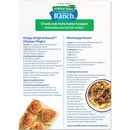 Hidden Valley Original Ranch Recipe Mix – Clutter-Free Pantry Solution That Combines Four Cooking Uses in One Packet