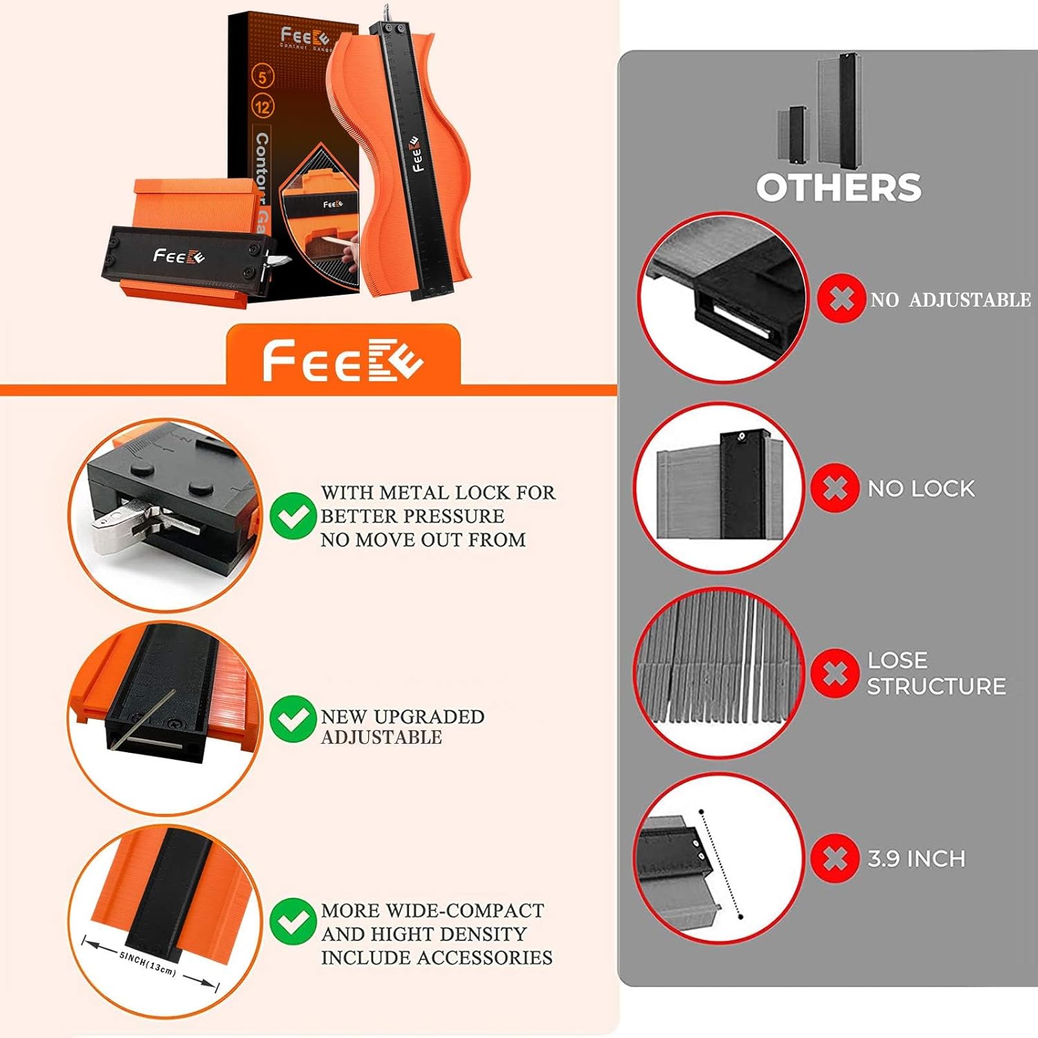 high-strength, rustproof abs plastic body and pins