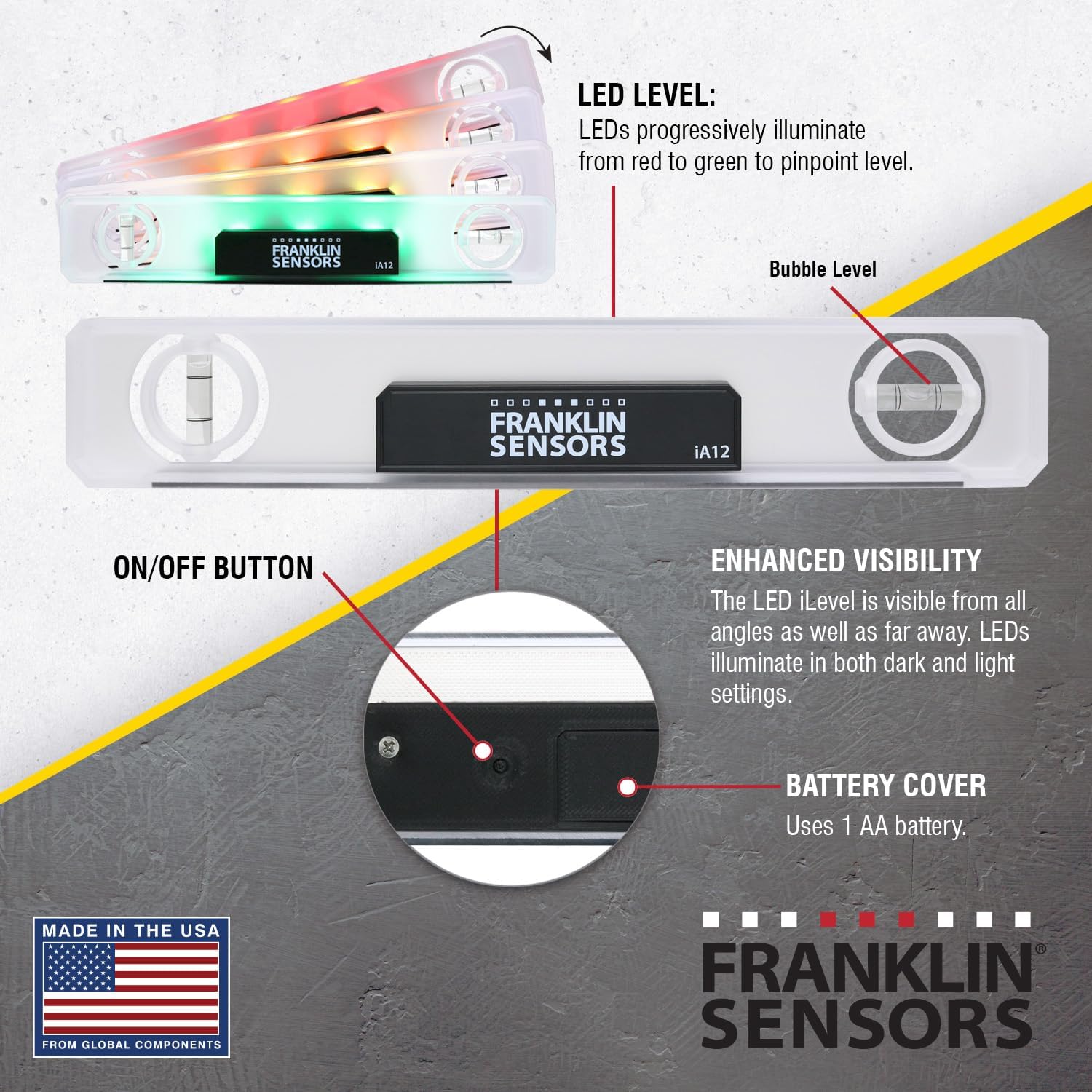 high-visibility lighting readable from above, below, and awkward angles