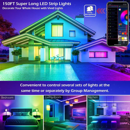 HiLighting 100FT Bluetooth LED Light Strips – 5050 RGB Mood Lighting with Remote for Living Room, Dorm Room and First Apartment Decor