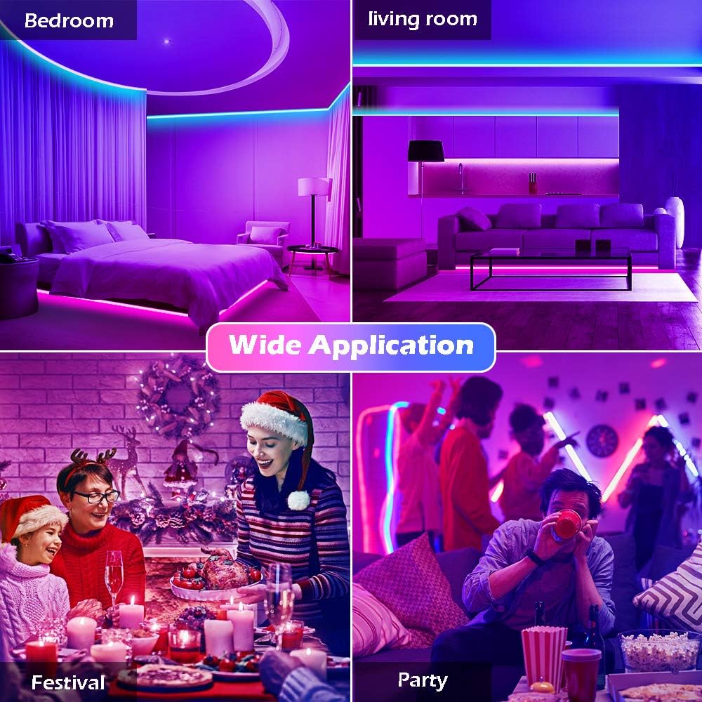 HiLighting 100FT Bluetooth LED Light Strips – 5050 RGB Mood Lighting with Remote for Living Room, Dorm Room and First Apartment Decor