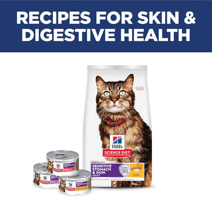 Hill's Science Diet Sensitive Stomach & Skin Dry Cat Food – Vet-Recommended Safe Nutrition for Sensitive Adult Cats