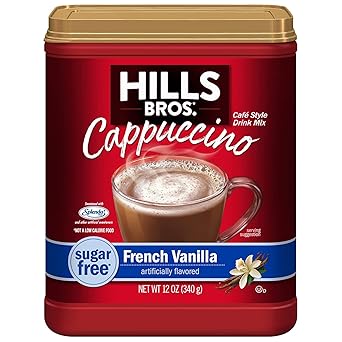 Hills Bros. Sugar Free Vanilla Instant Cappuccino Mix – Cubicle-Friendly Office Beverage, Steamed-Style Flavor Without the Espresso Machine