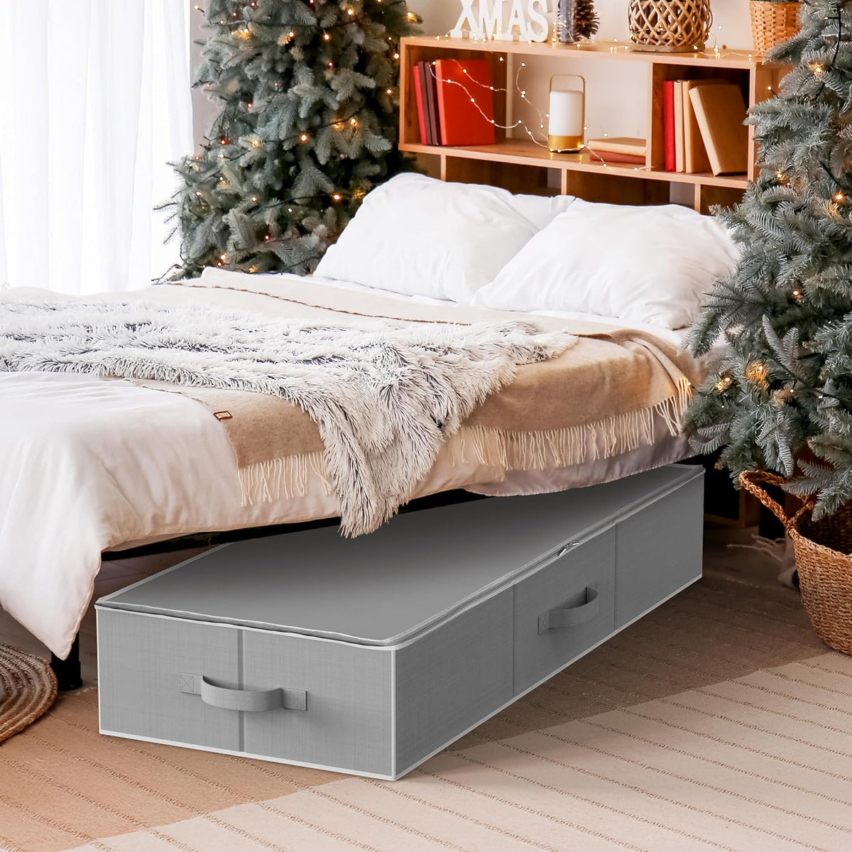 Simple Houseware Wrapping Paper Organizer – Neutral Gray Bin for a Less-Is-More Closet, 40-Roll Capacity
