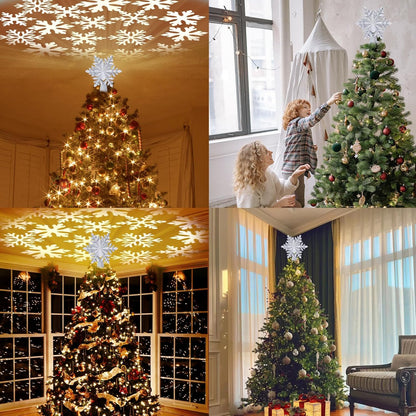 HOLIDAY MAGIC Projection Tree Topper Silver Finish – All-Season Versatile Decor for Indoor-Outdoor Holiday Hosting