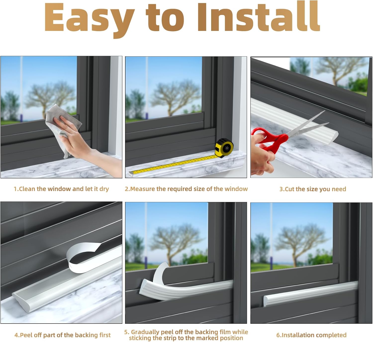 Holikin Wedge Shape Window Seal – Bedroom Casement Frame Tape in Black, Cohesive Dark Trim Look with Cozy Soundproofing
