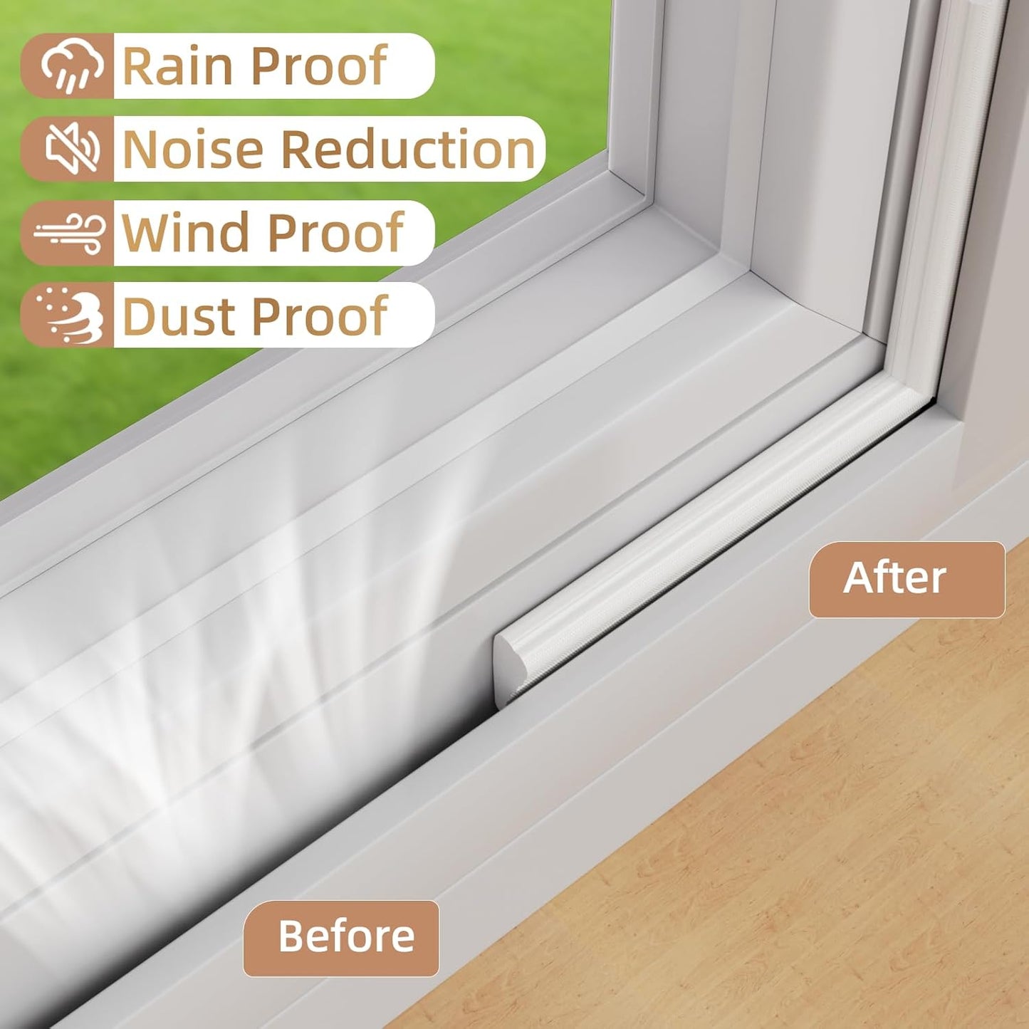 Holikin Wedge Shape Window Seal – Bedroom Casement Frame Tape in Black, Cohesive Dark Trim Look with Cozy Soundproofing
