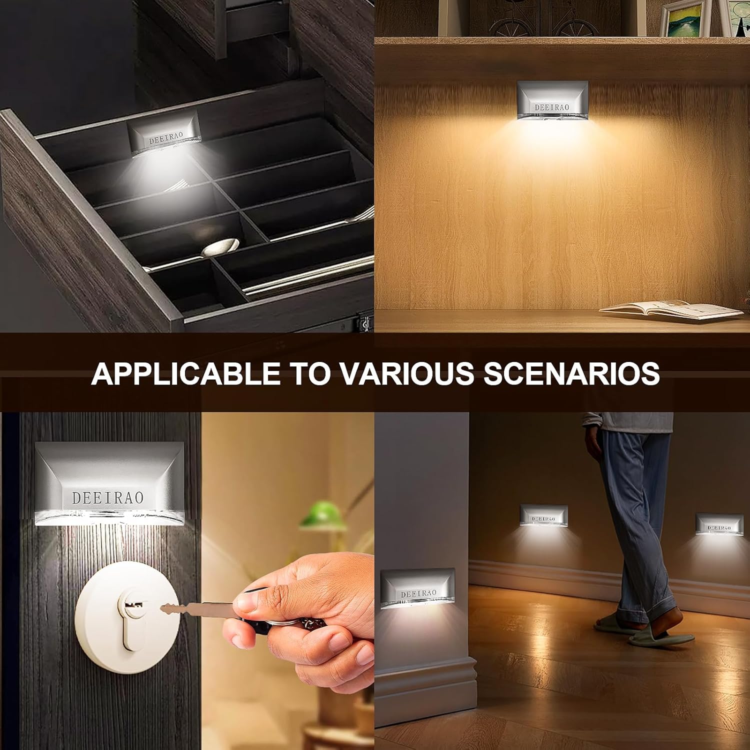 Home Keyhole Infrared PIR Wireless Auto Sensor Motion Detector LED Light Lamp – Flameless Night Light for Kids Bedroom and Hallway Safety