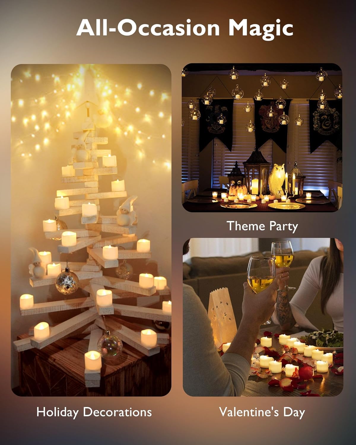 Homemory 200+ Hour Flameless Tea Lights 48 Bulk – Drip-Free, Wick-Free LED Candles Safe for Overnight Use in Bedrooms & Hallways