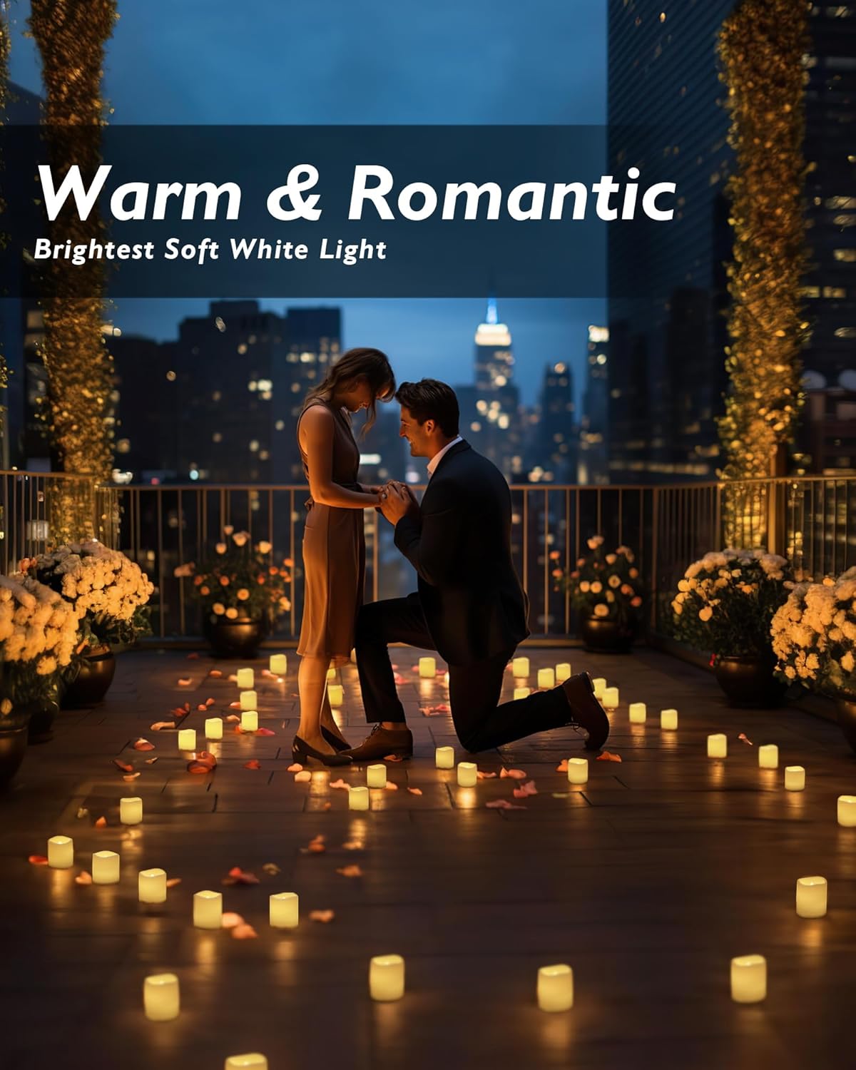 Homemory Electric Votive Lights – Set of 24 Faux Wax Candles in Ivory and Amber for Ambient Room Lighting and Seasonal Styling
