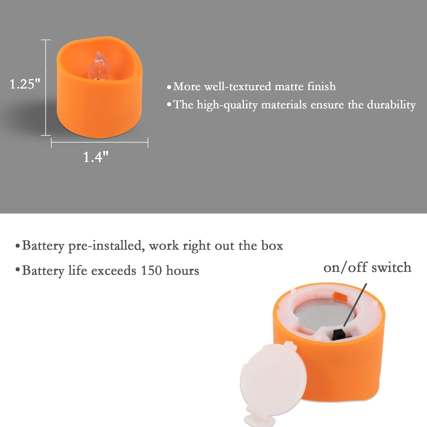 Homemory Orange LED Tea Lights 12 Pack Flicker Effect — Autumn Centerpiece Accent for Thanksgiving Tables and Fall Mantel Styling