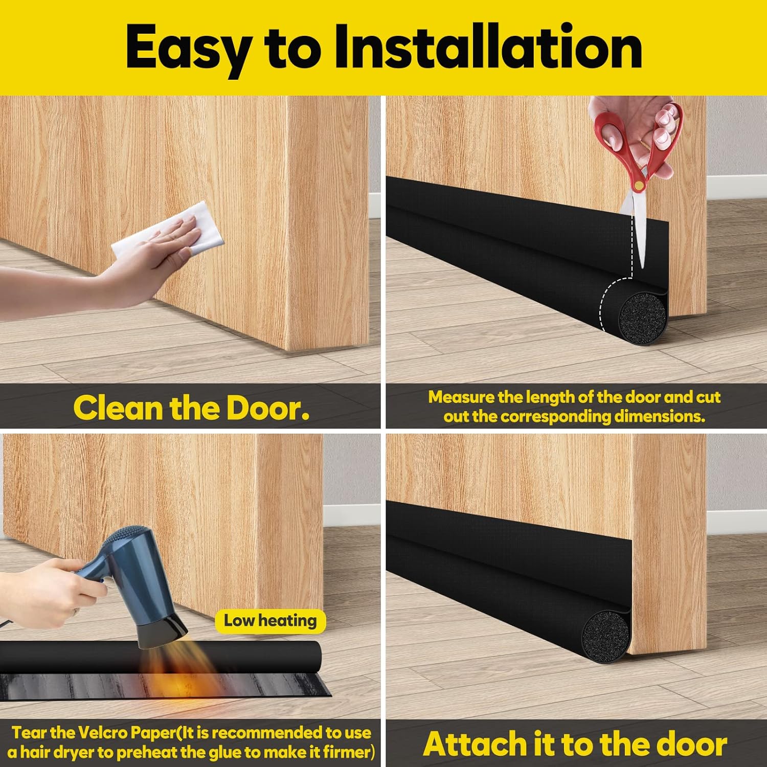 HomeProtect Designer Door Draft Blocker for Interior Doors – Soft Fabric Finish Complements Modern Home Decor
