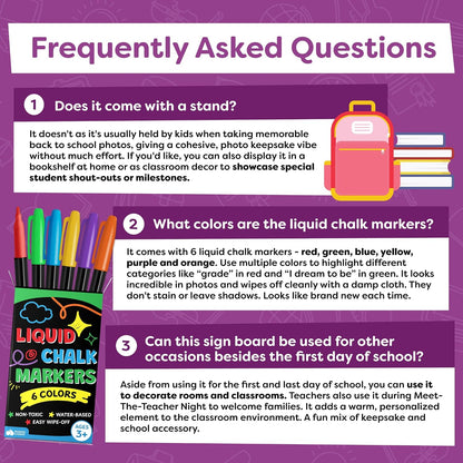 Homeschool Learning Supply, Reusable First Day of School Photo Board for Home Classroom and Milestone Documentation