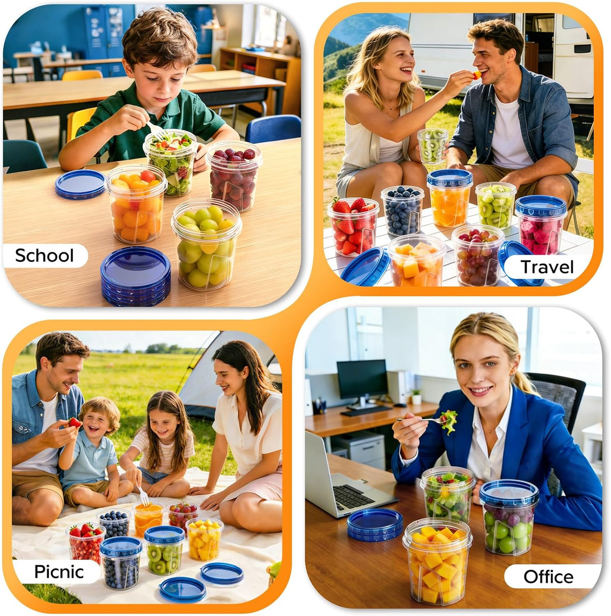 HOMETALL Freezer Storage Containers – Batch Cooking Bundle for Meal Planners, 24 oz Stackable Microwave-Safe Jars