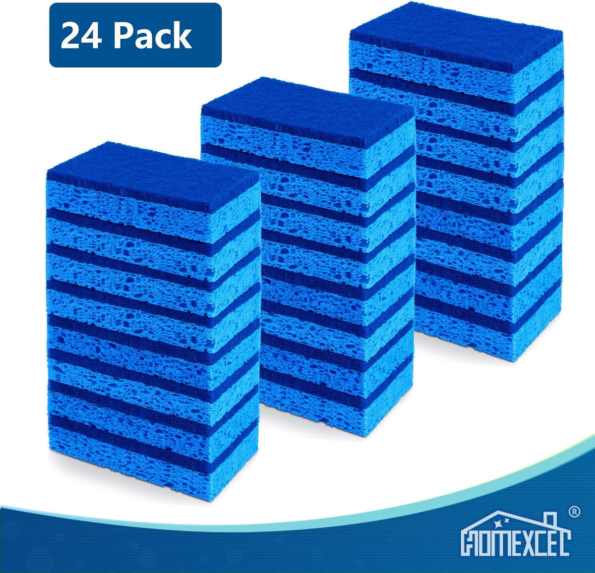 HOMEXCEL Shape-Variant Kitchen Sponges 24 Pack – Aesthetic Cleaning Upgrade for Open Shelves and Counter Styling