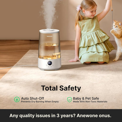 Homvana Baby Humidifier for Nursery and Playroom, 23dB SilentSpray with 36-Hour Runtime and Safety Lock