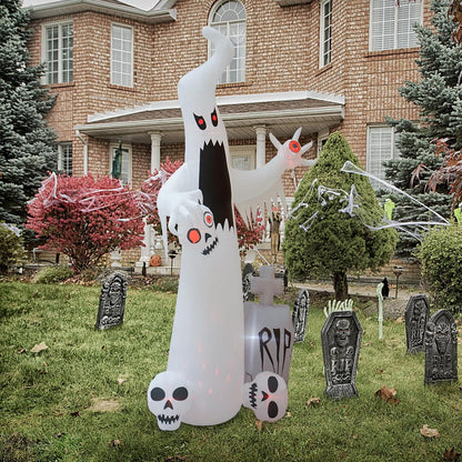 HOPOCO 12FT Halloween Ghost Inflatables – Safe Front Lawn Display for Kids & Neighbors with LED Lights