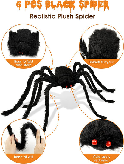 HOPOCO Halloween Spider Pack for Kids – Plush Faux Arachnids with Bendable Legs for Pretend Play Settings
