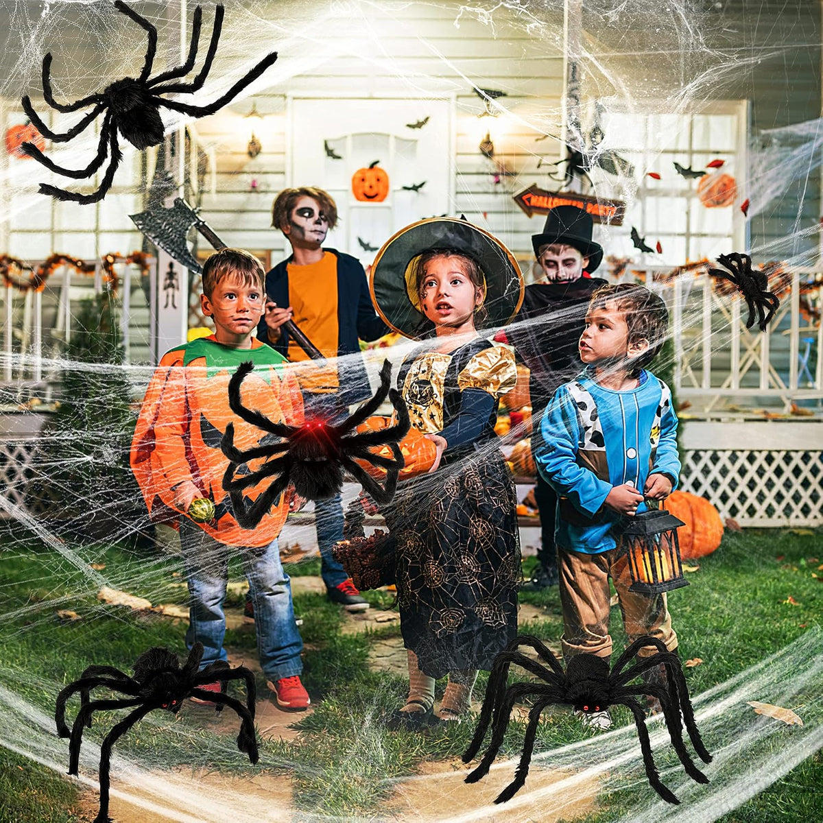 HOPOCO Halloween Spider Pack for Kids – Plush Faux Arachnids with Bendable Legs for Pretend Play Settings
