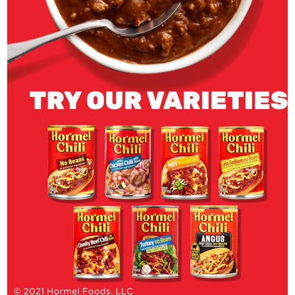 Hormel Chili No Beans – Hearty Tailgate and Campfire Protein, 38 oz No-Refrigeration Can
