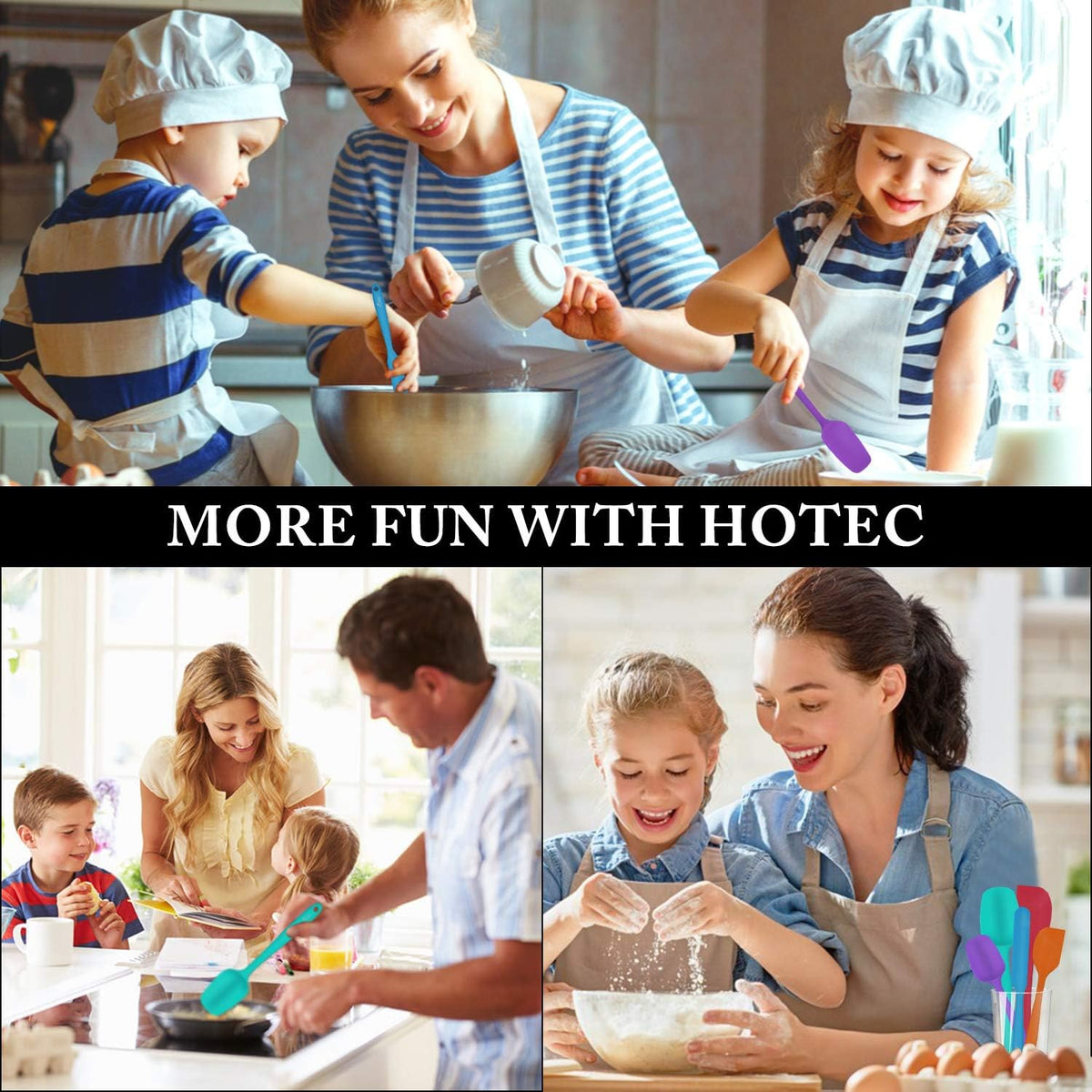 HOTEC Silicone Spatula Set – Thoughtful Housewarming Gift for Couples, 5-Piece Multicolor Kitchen Starter