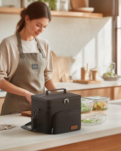 HOTOR Reusable Lunch Tote – Sleek Black or Grey Cooler Bag for Less-Is-More Everyday Carry