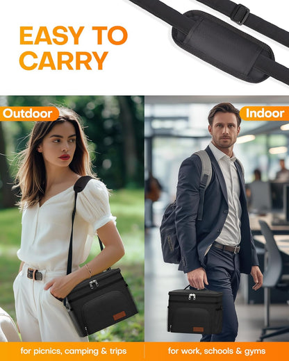 HOTOR Reusable Lunch Tote – Sleek Black or Grey Cooler Bag for Less-Is-More Everyday Carry