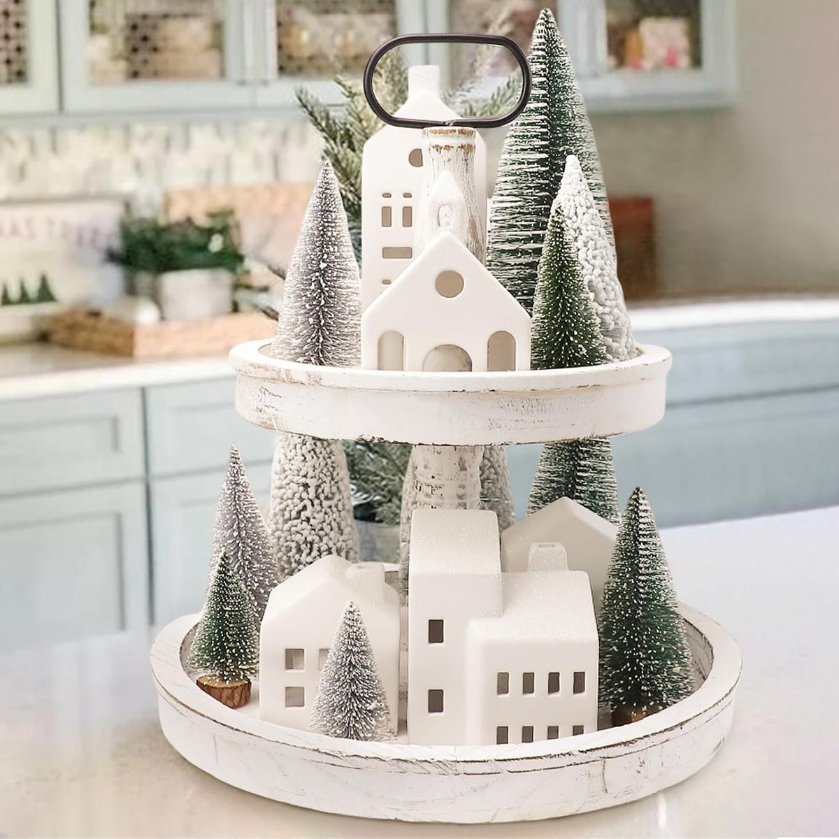 houses sized 4 to 8.6 inches tall for visual depth