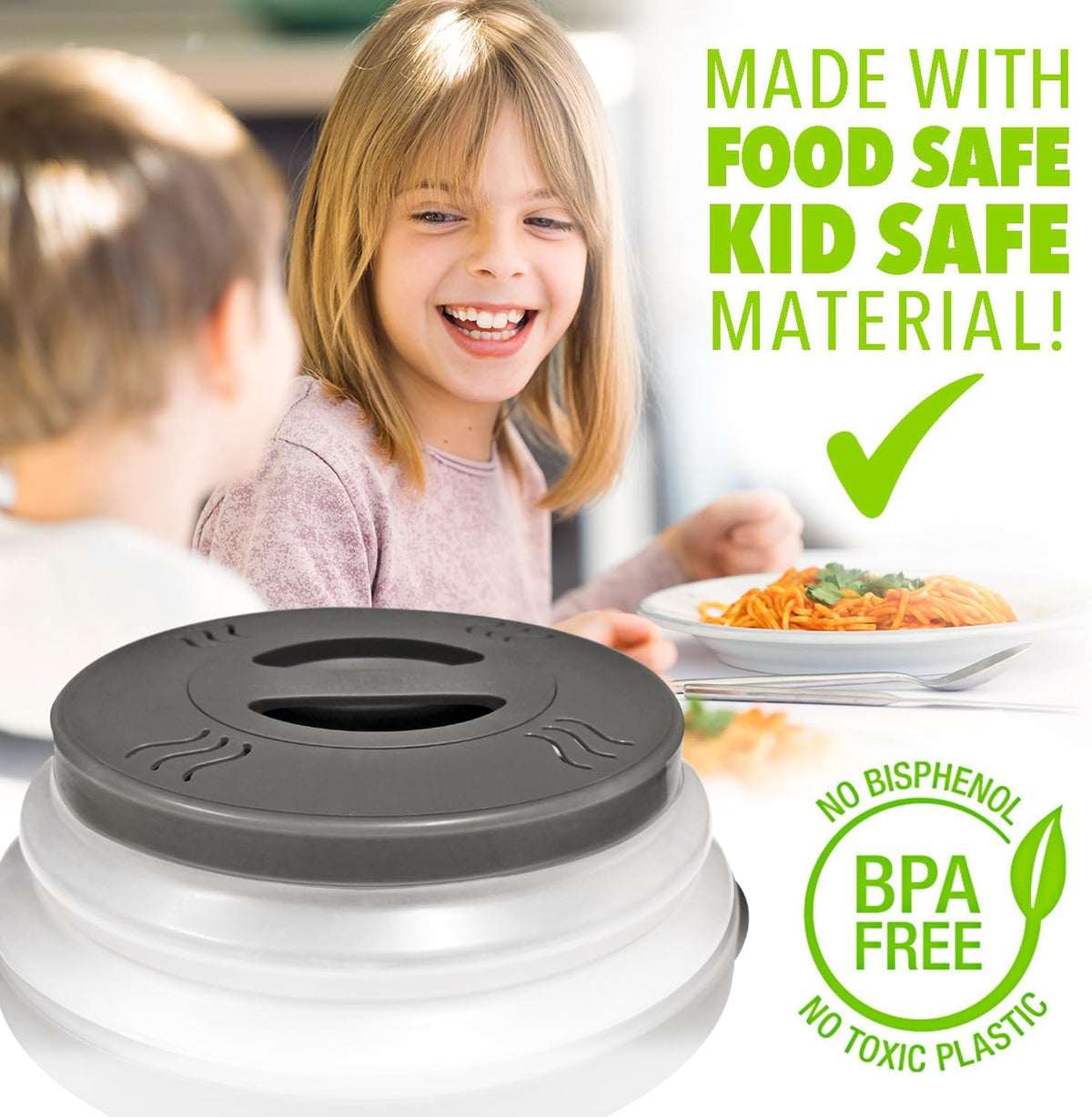 HOVER COVER Dishwasher-Safe Microwave Cover, Easy Gift for Newlyweds and First Apartments, Collapsible Gray