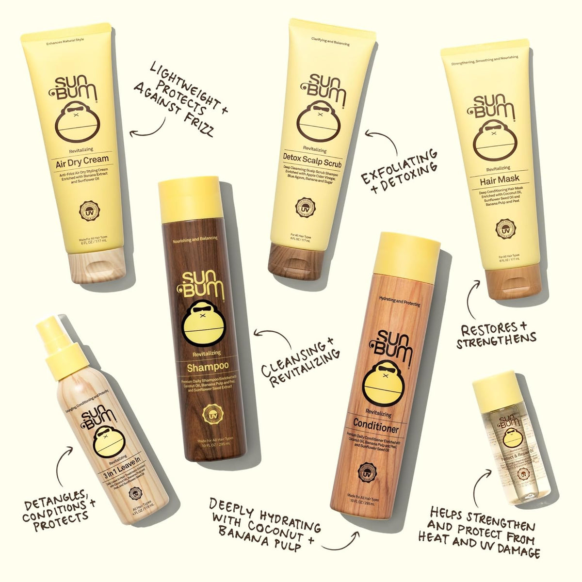 hydrating blend of coconut oil, banana peel and pulp, and sunflower seed oil