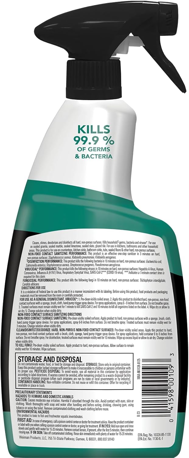 hydrogen peroxide and calcium carbonate-based formula safe for sealed granite, marble, limestone, slate, and glazed tile